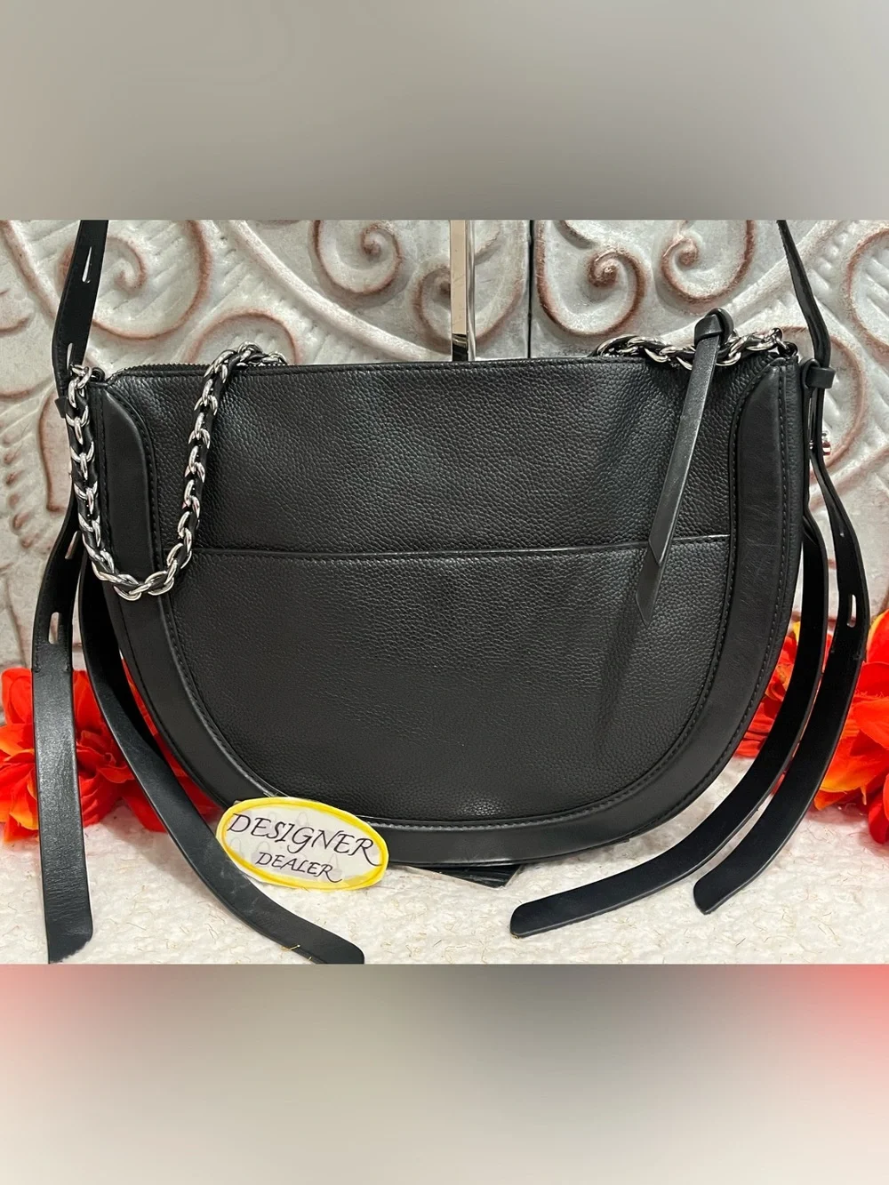 MICHAEL KORS Jagger Black Studded Messenger Bag Black EUC!